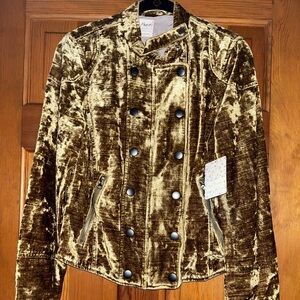 NWT Free People Crushed Velvet MOTO “Warm Tonacco” Jacket S Small
